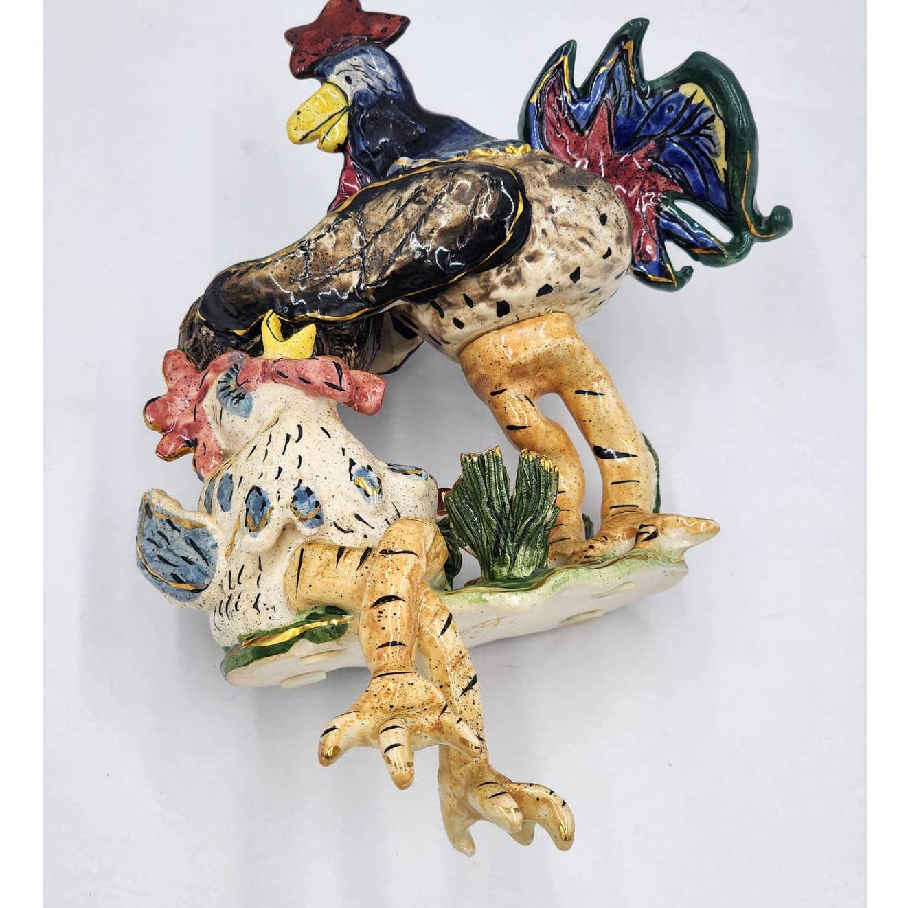 Rooster Figurine Shelf Decor Heather Goldminc 2000 Farmhouse Country Whimsical
