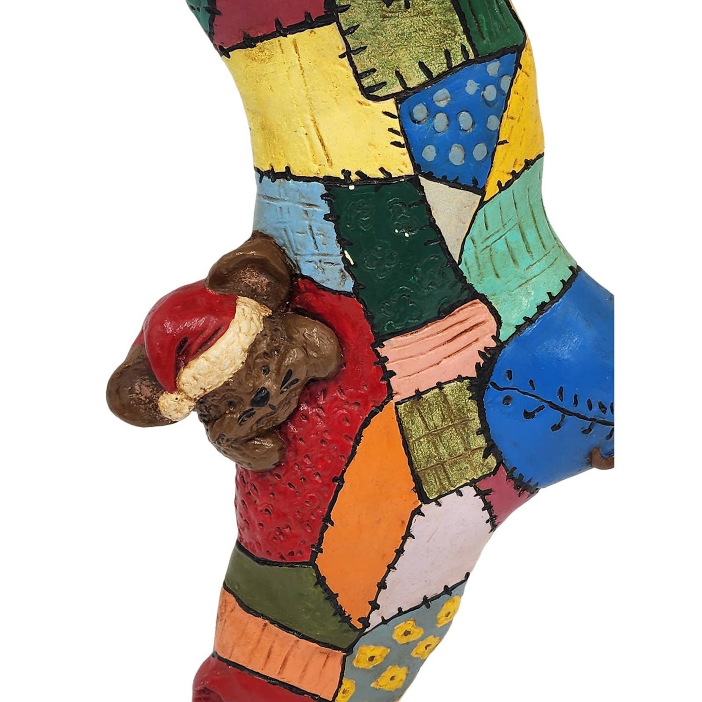 Christmas Stocking Vintage Carol Rardon Wall Hanging Decoration Colorful 13"