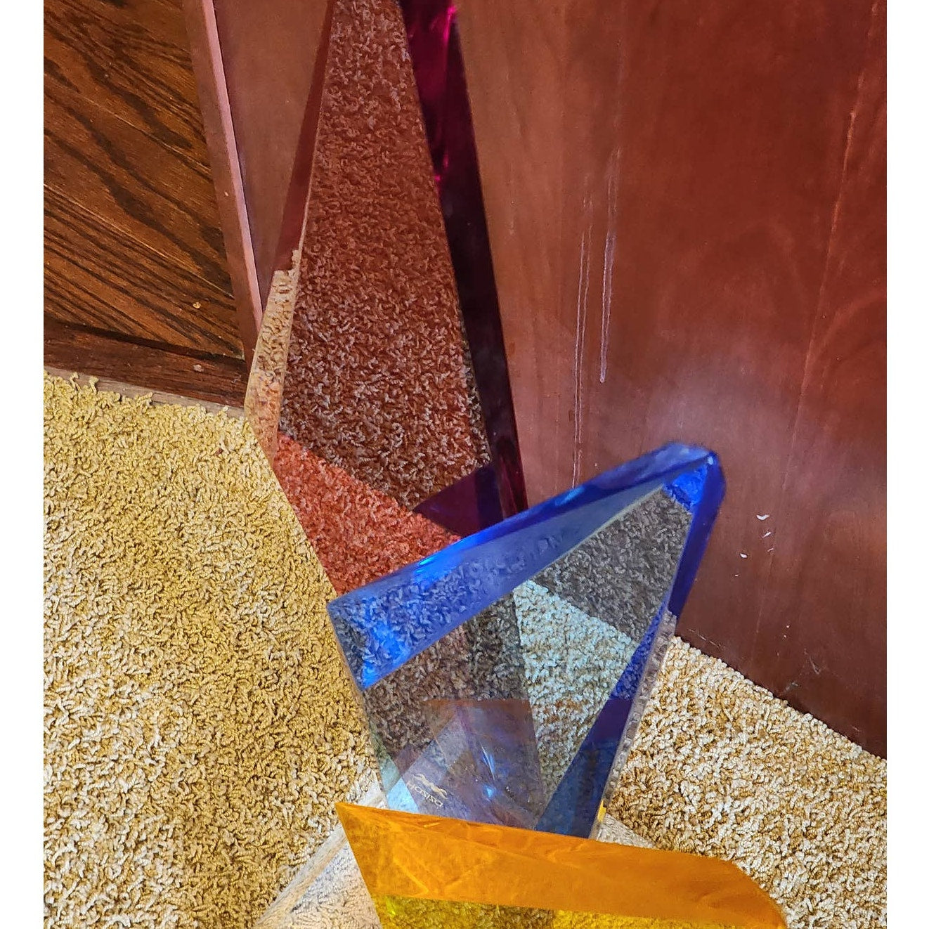 Haziza Large Lucite Sculpture Multi Colored Acrylic Mid Century Modern Abstract