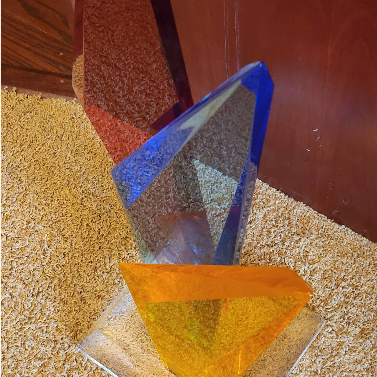 Haziza Large Lucite Sculpture Multi Colored Acrylic Mid Century Modern Abstract
