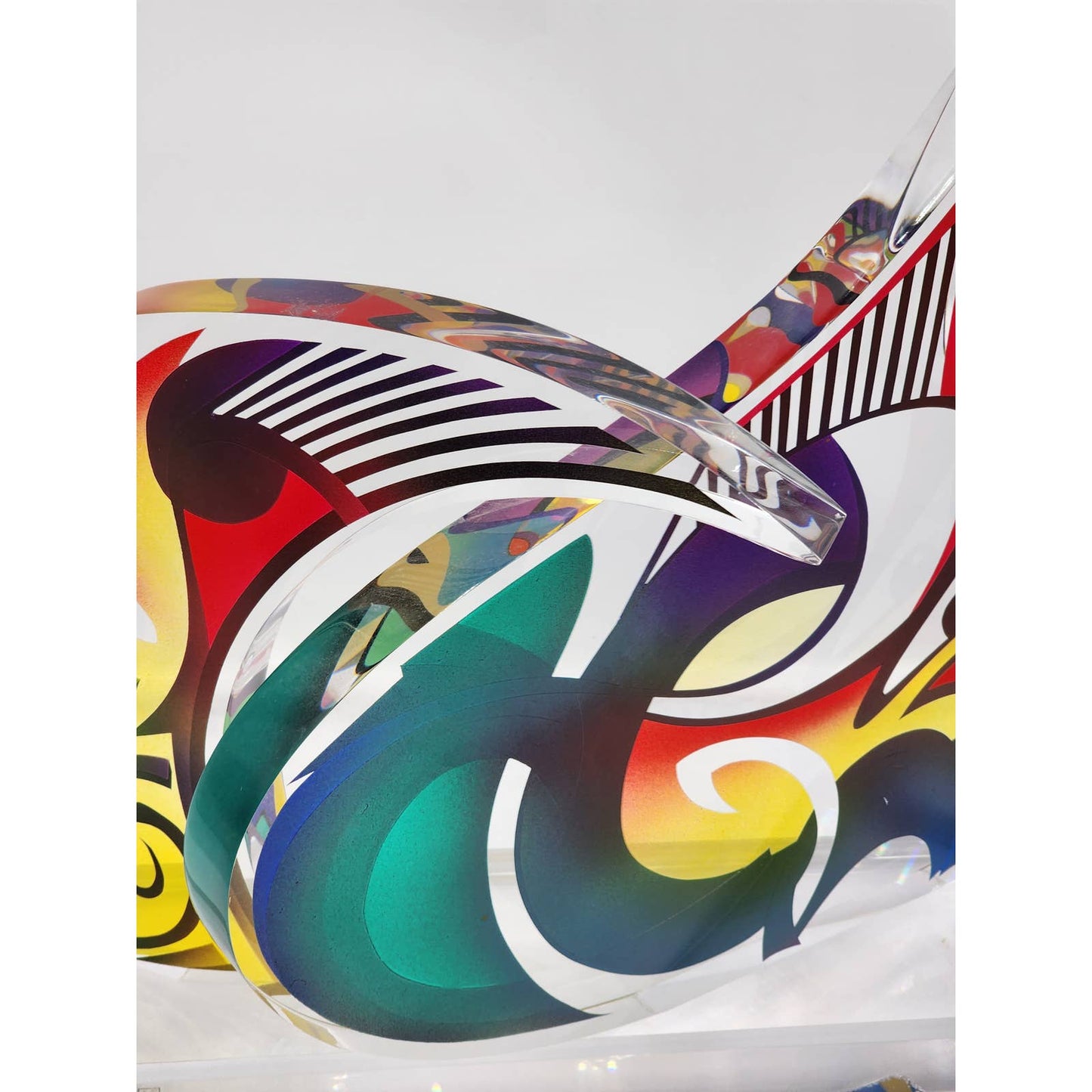 Shlomi Haziza Acrylic Sculpture Lucite Two Faces Abstract Signed Israeli Artist