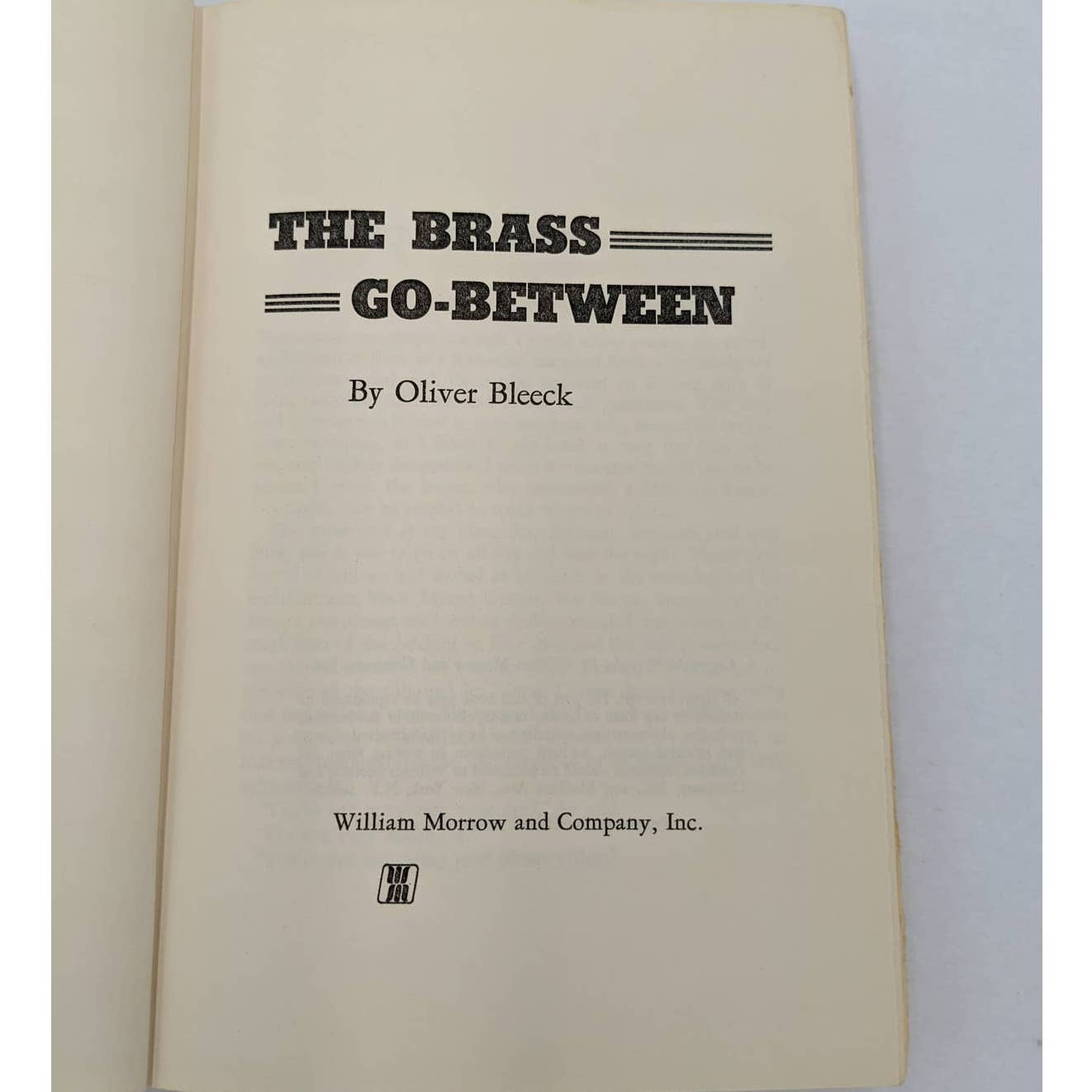 The Brass Go-Between By Oliver Bleeck A Novel Of Suspense Adventure Vintage 1969
