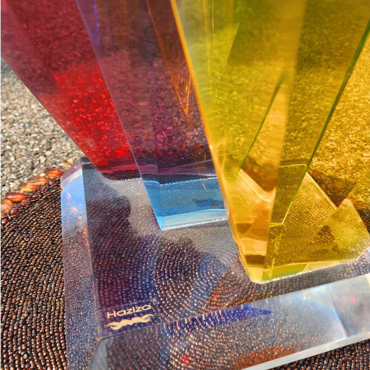 Haziza Large Lucite Sculpture Multi Colored Acrylic Mid Century Modern Abstract