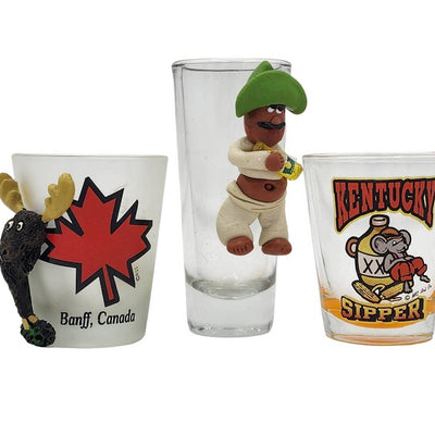 Shot Glasses Collection Bar Vintage Kentucky Sipper Banff Moose Mexico Souvenir