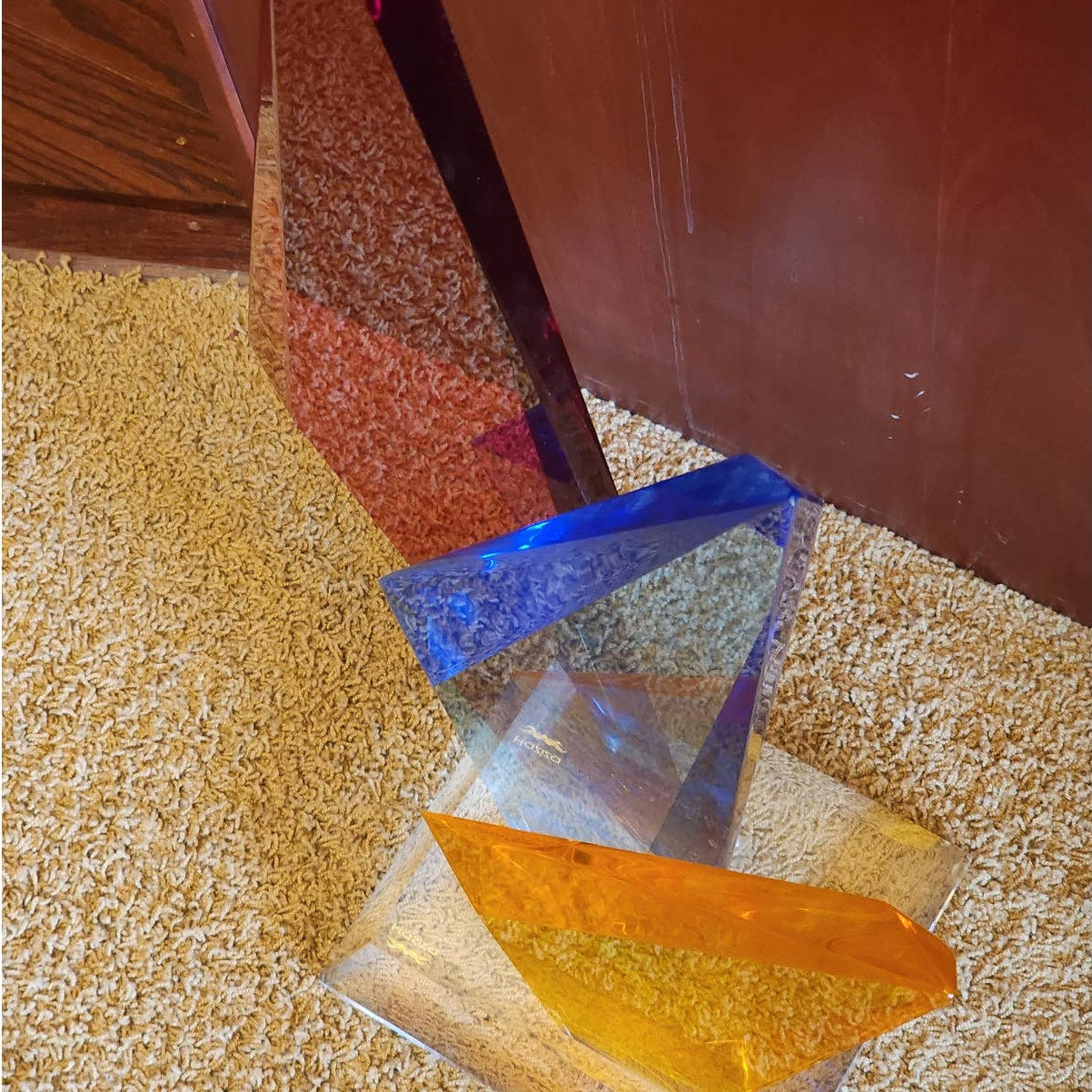 Haziza Large Lucite Sculpture Multi Colored Acrylic Mid Century Modern Abstract