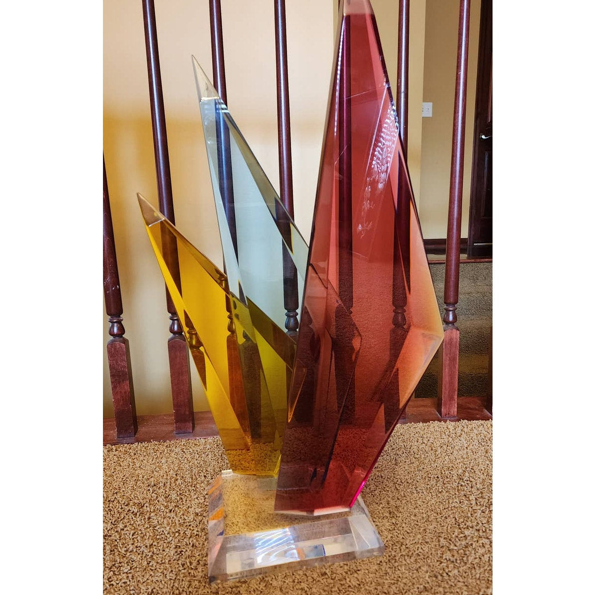 Haziza Large Lucite Sculpture Multi Colored Acrylic Mid Century Modern Abstract