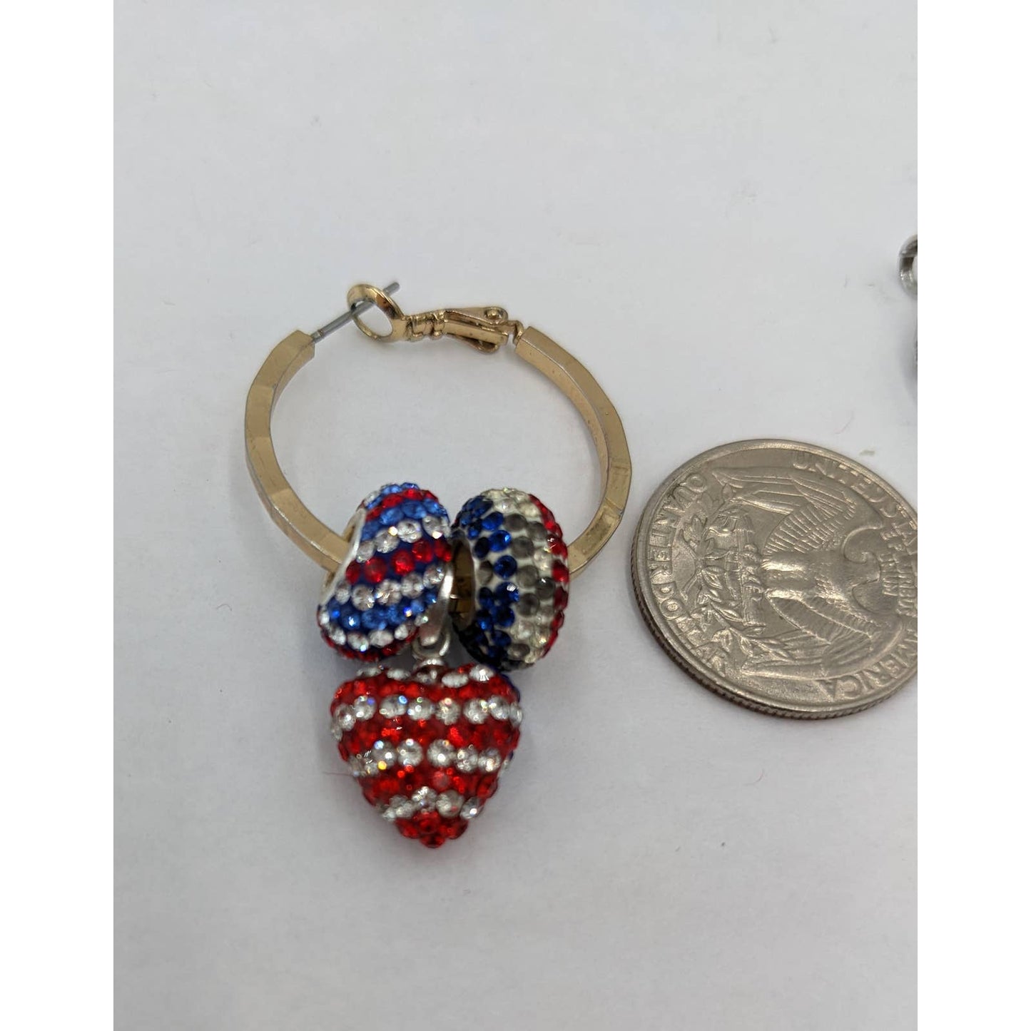 Sparkly Dangle Hoops Womens Earrings Red Silver Blue Set