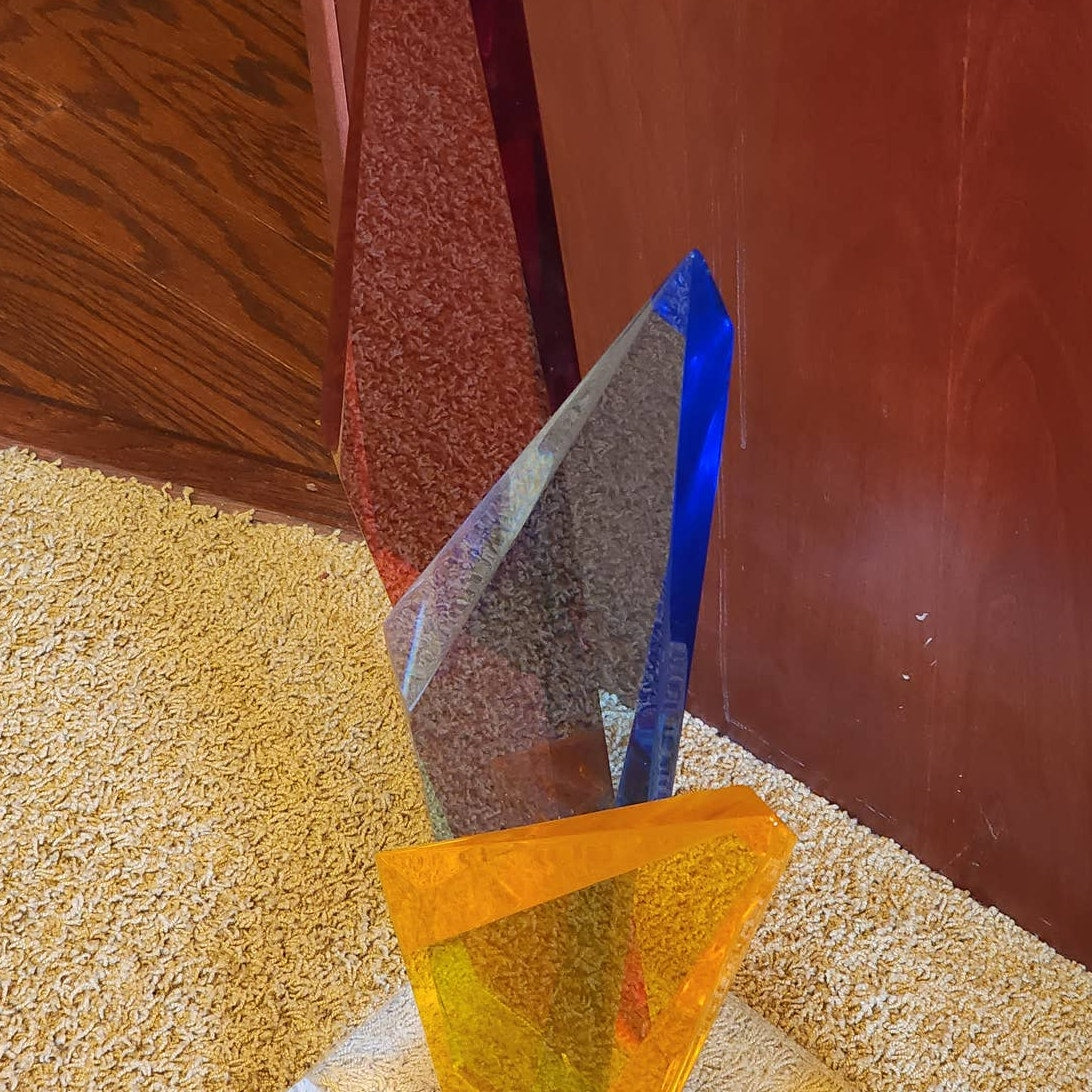 Haziza Large Lucite Sculpture Multi Colored Acrylic Mid Century Modern Abstract