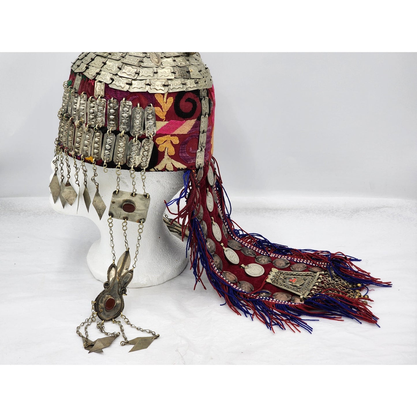 Vintage Bride Headdress Tribal Wedding Pendant Tassels Ceremony Asian Boho 24"