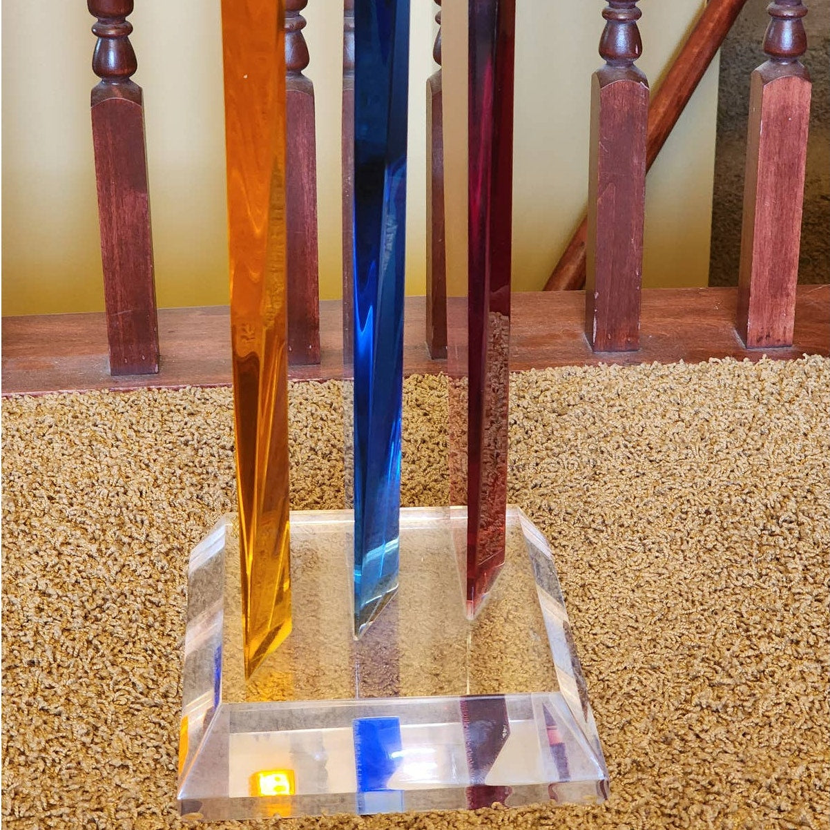 Haziza Large Lucite Sculpture Multi Colored Acrylic Mid Century Modern Abstract