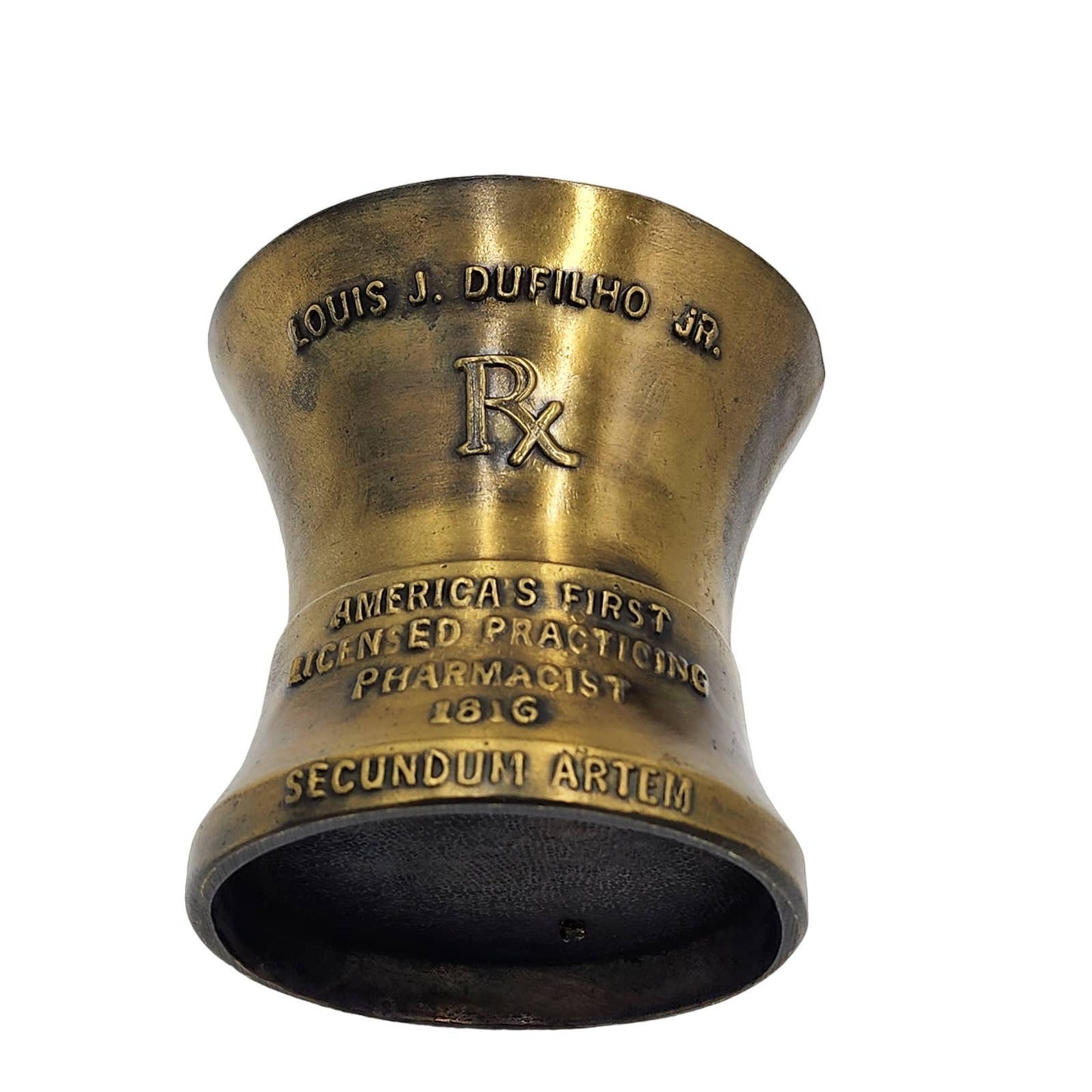 Bronze Mortar Louis Dufilko Jr Rx Pharmacist 1816 Secundum Artem Pharmacy Museum