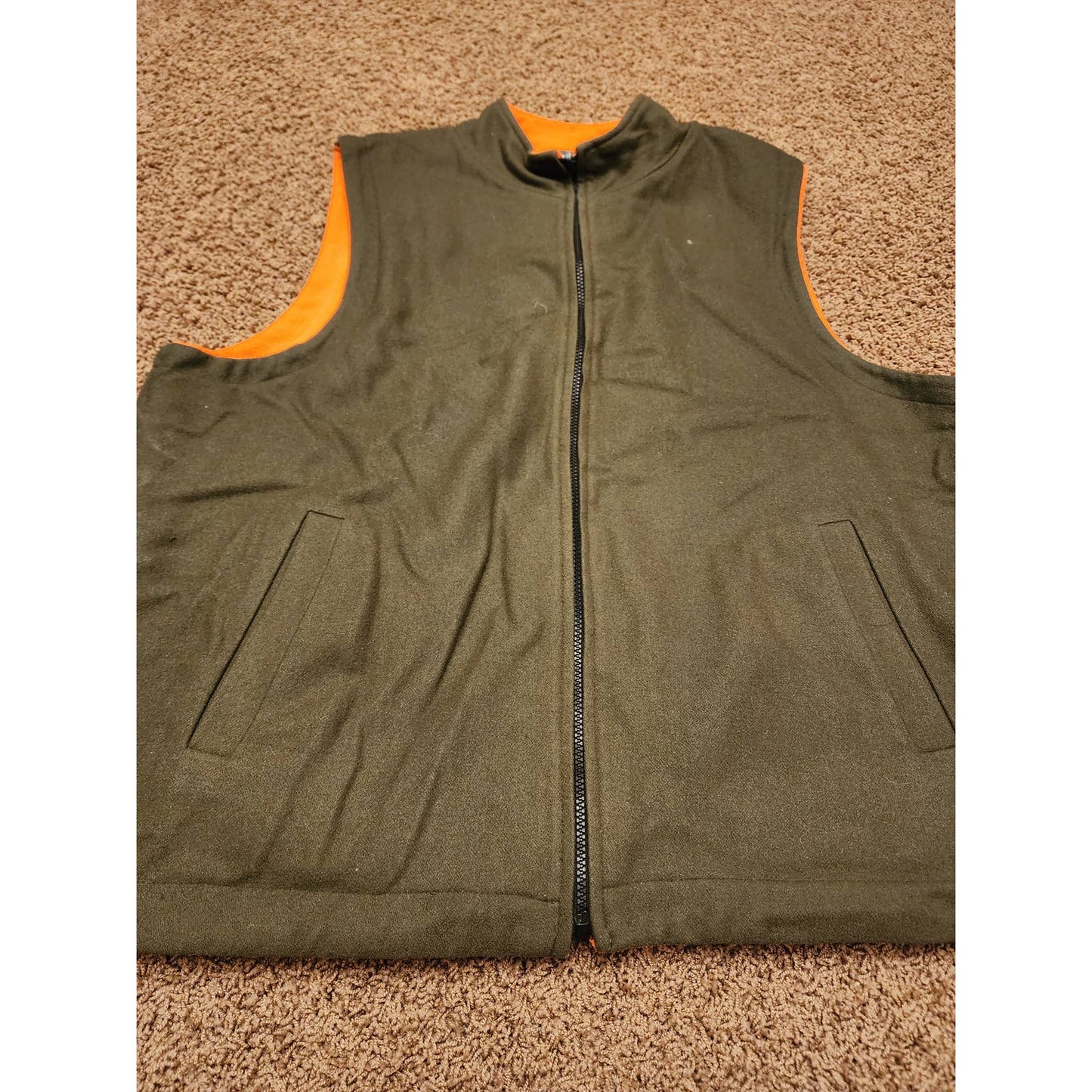 Huntworth Vest Mens Size XL Hunting Outdoors Green Orange Zip Blazer