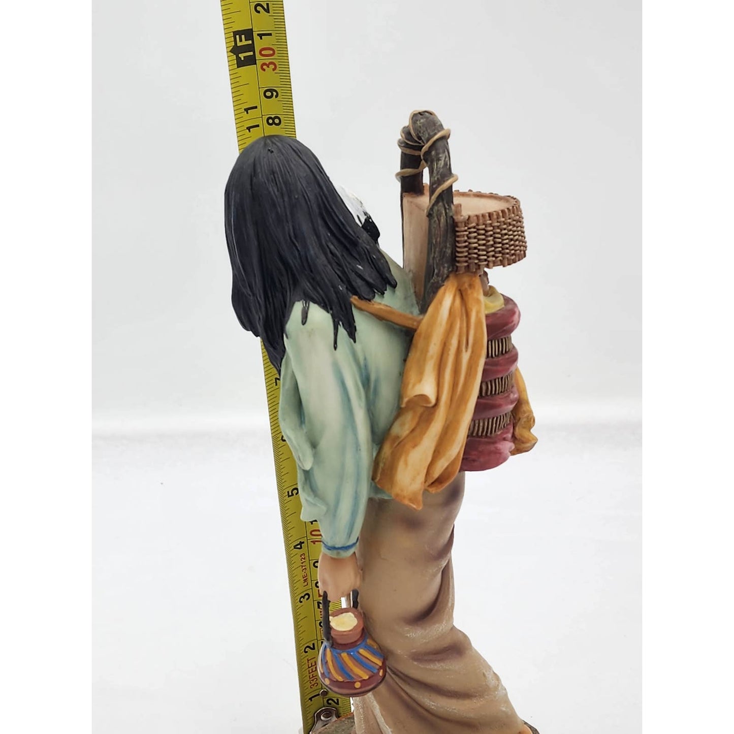 Vintage Indian Woman Mother Figurine Sculpture Motherhood Wood Base Cultural 11"