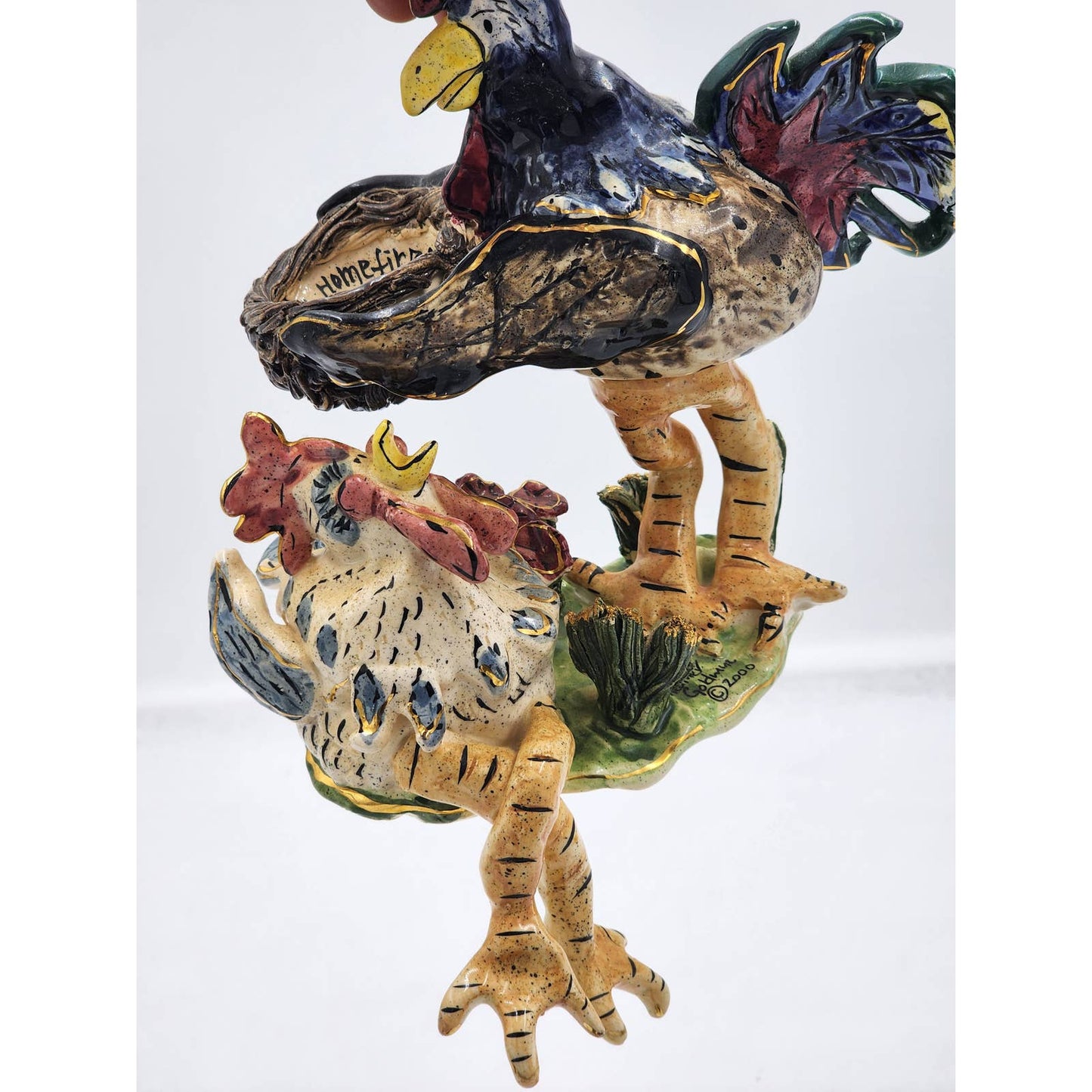 Rooster Figurine Shelf Decor Heather Goldminc 2000 Farmhouse Country Whimsical