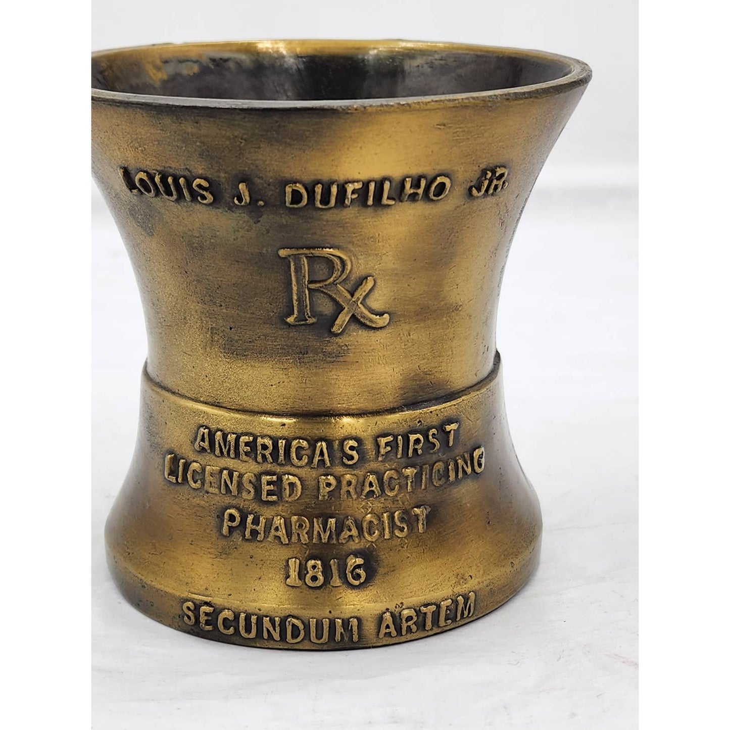 Bronze Mortar Louis Dufilko Jr Rx Pharmacist 1816 Secundum Artem Pharmacy Museum