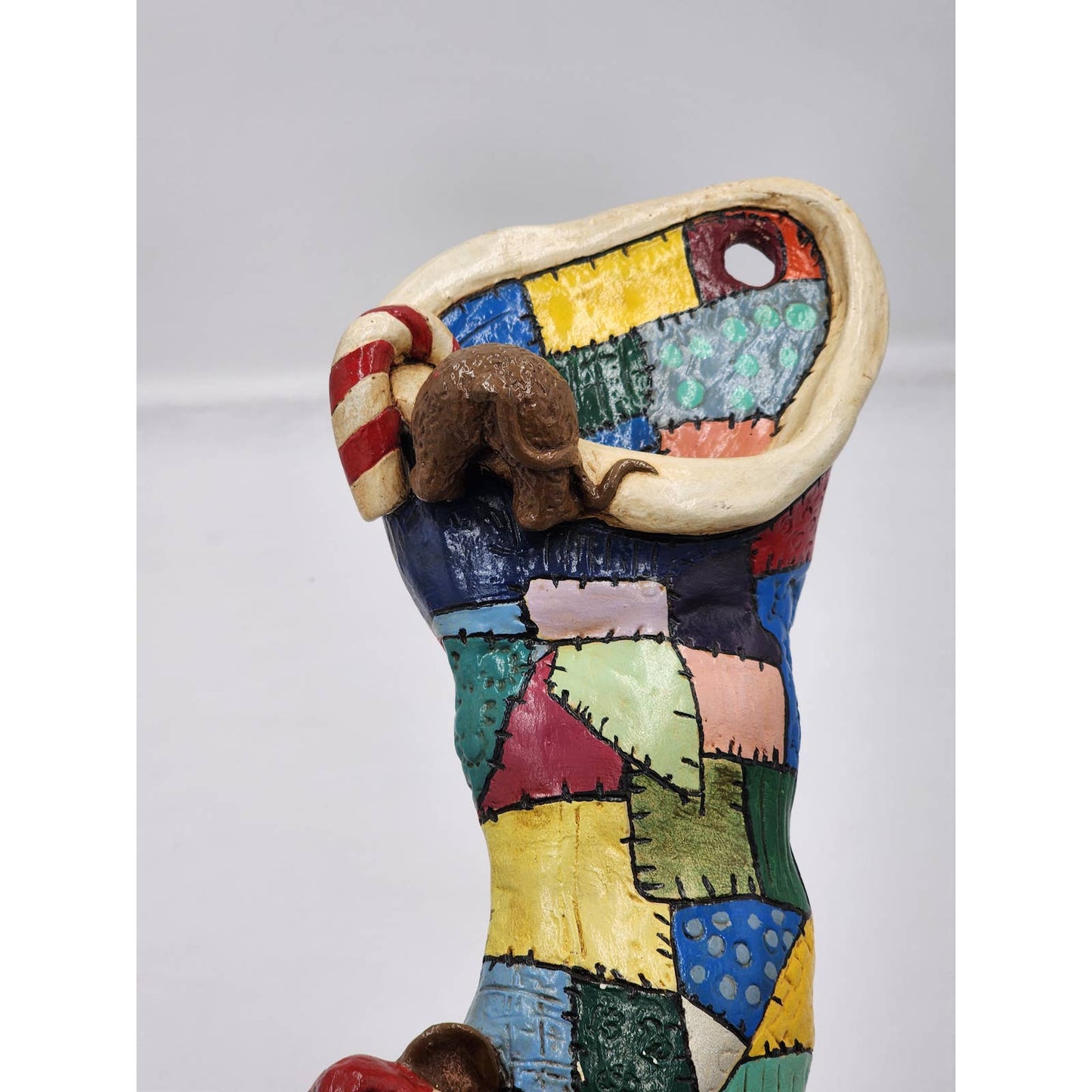 Christmas Stocking Vintage Carol Rardon Wall Hanging Decoration Colorful 13"