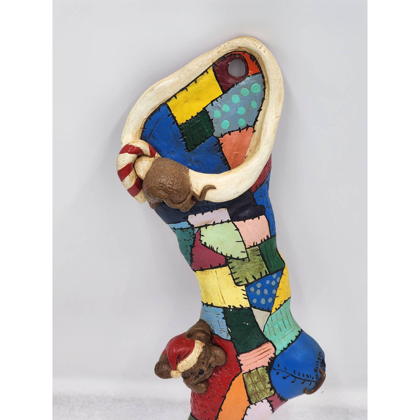 Christmas Stocking Vintage Carol Rardon Wall Hanging Decoration Colorful 13"