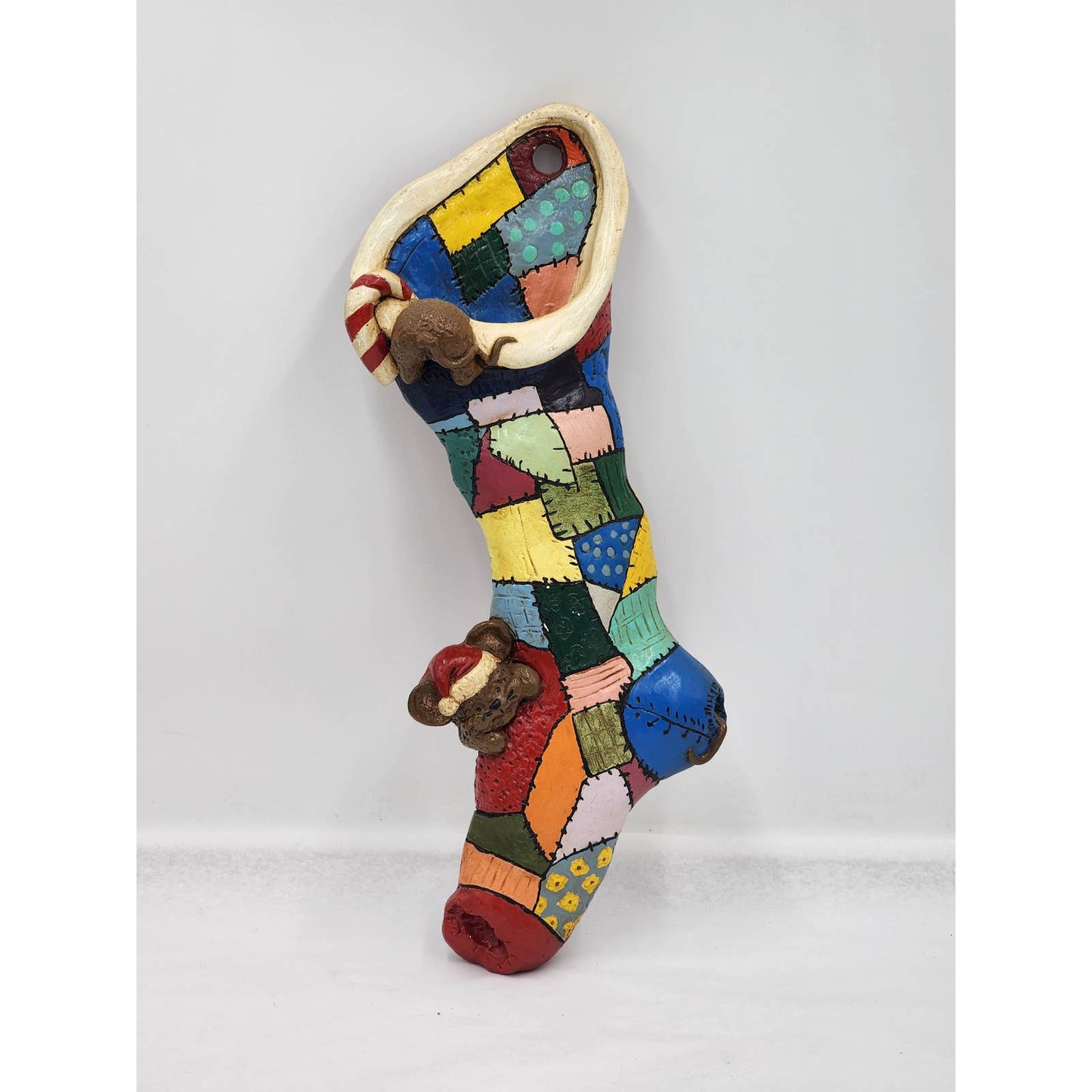 Christmas Stocking Vintage Carol Rardon Wall Hanging Decoration Colorful 13"
