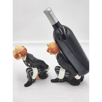 James The Butler Wine Holder Storage Figurine Pair Kitchen Bar Decor Vintage