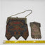 Antique 1920s Art Deco Enamel Metal Mesh Purse Lot 2 Pictorial Floral Chain Handbag Flapper Evening Bag Ornate Pierced Frames Collectible