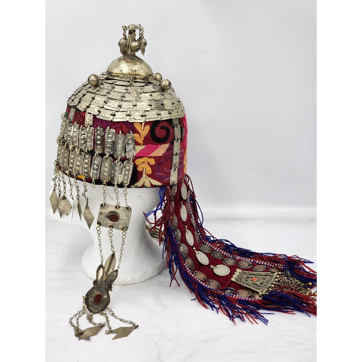 Vintage Bride Headdress Tribal Wedding Pendant Tassels Ceremony Asian Boho 24"