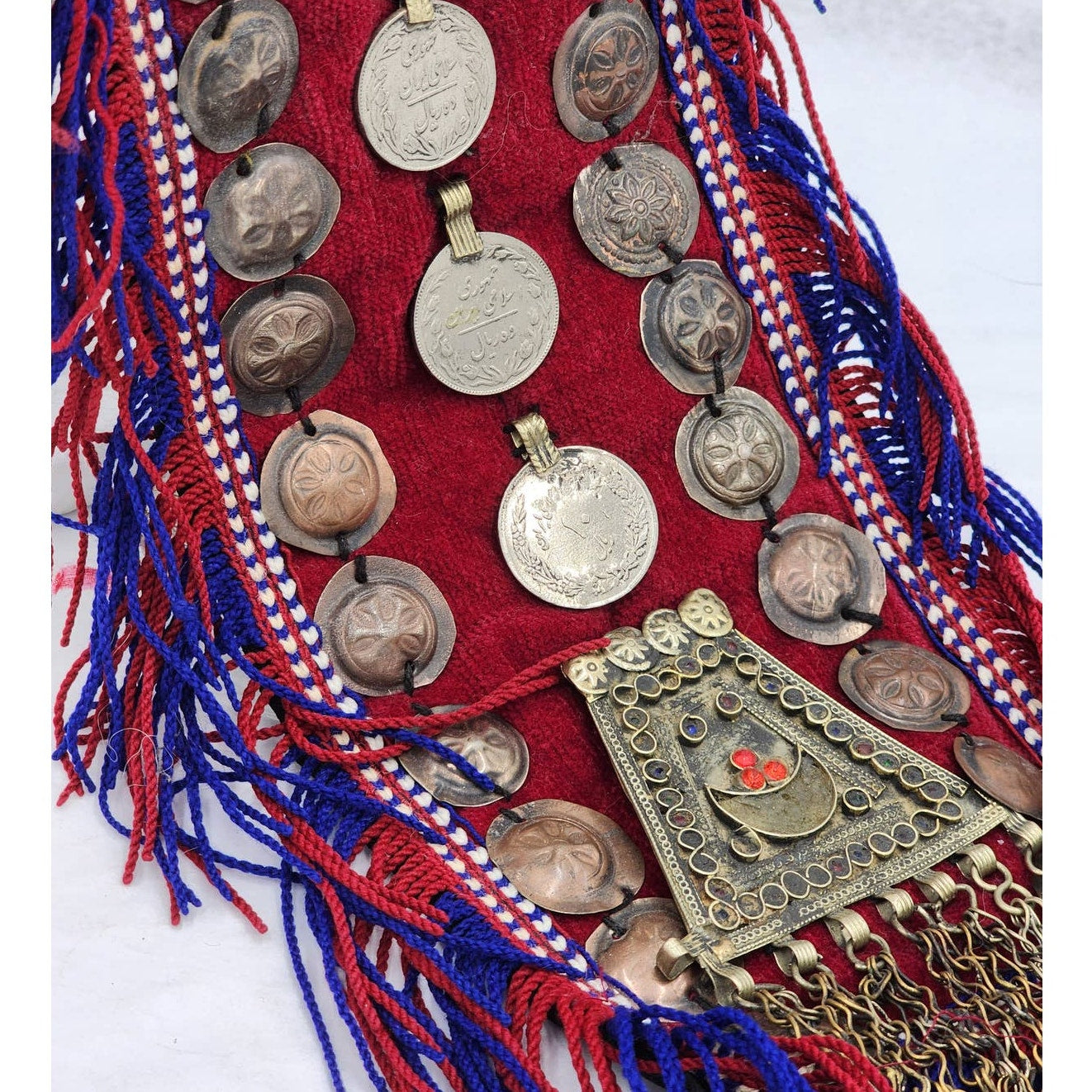 Vintage Bride Headdress Tribal Wedding Pendant Tassels Ceremony Asian Boho 24"