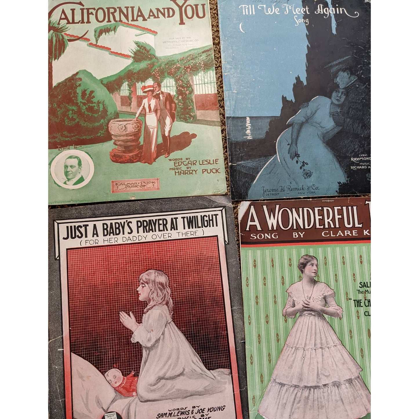 Vintage Sheet Music Lot of 7 Just A Baby's Prayer At Twilight, A Wonderful Thing