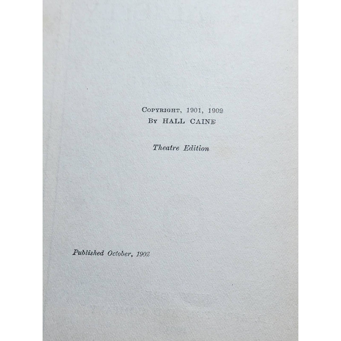 The Eternal City By Hall Caine, Popular Theatre Edition, Antiquarian Book 1905