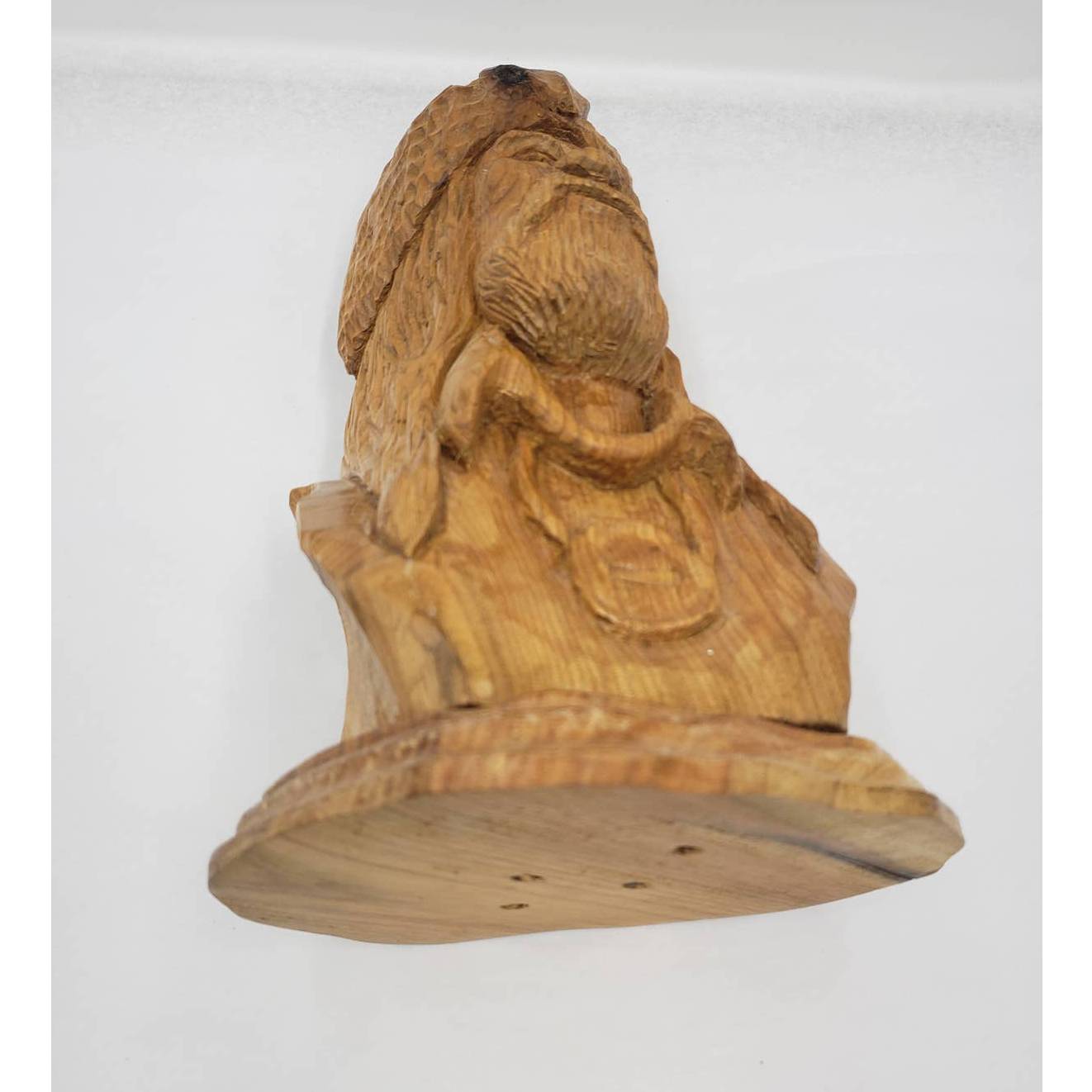 Vintage Wood Carved Trapper Man Bearded Bust Sculpture Wood Carving 13" Tall