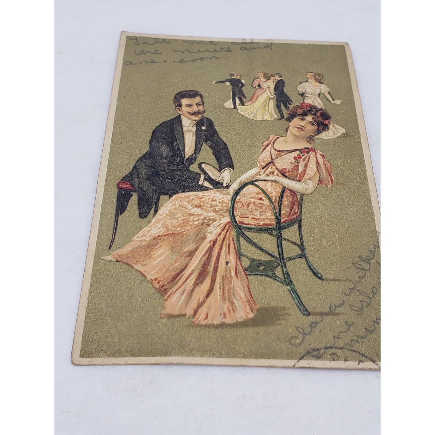c1900s Dance Card Romantic Antique Postcard