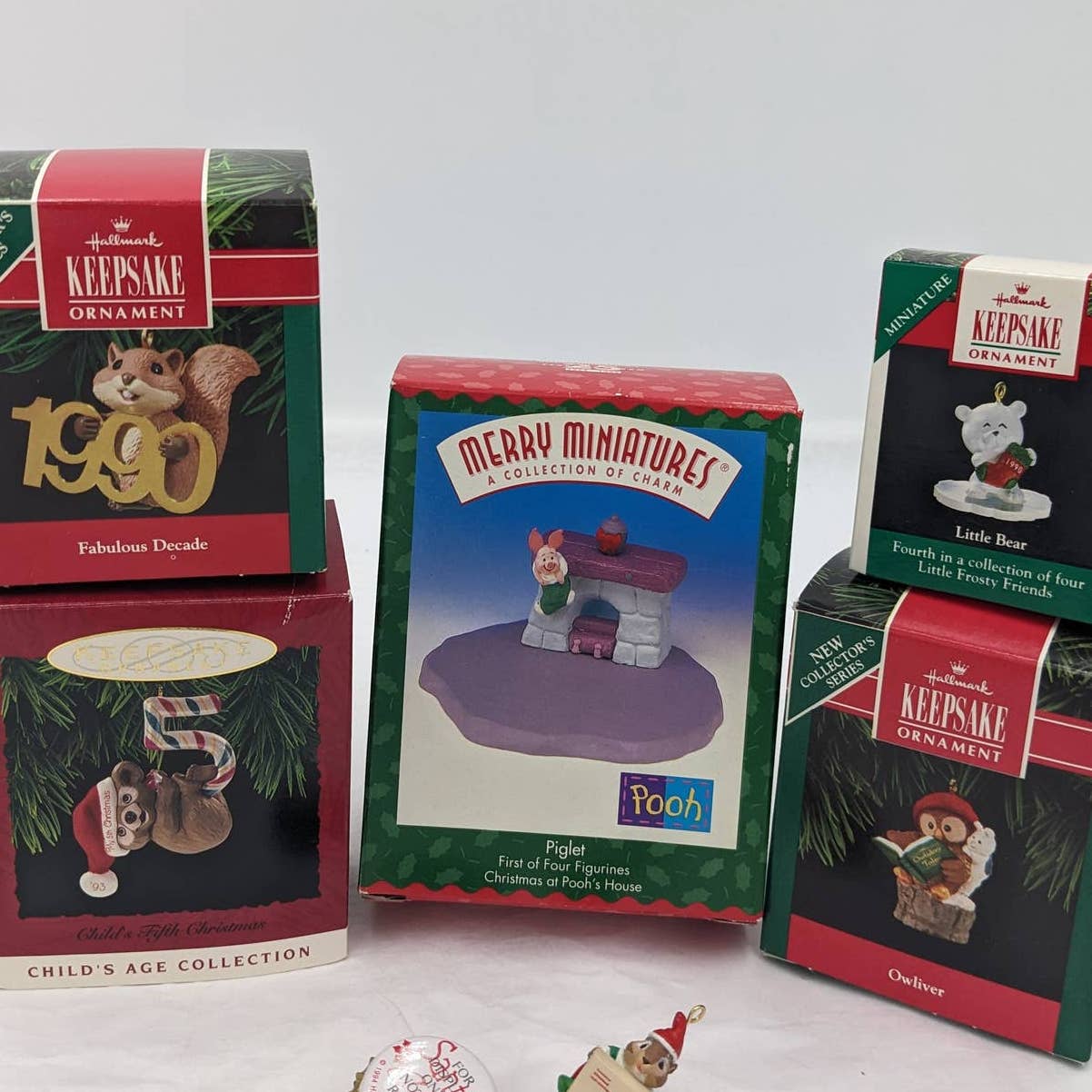 Hallmark Ornaments Keepsake Vintage Age Collection Chipmunk Pooh Piglet W/Boxes