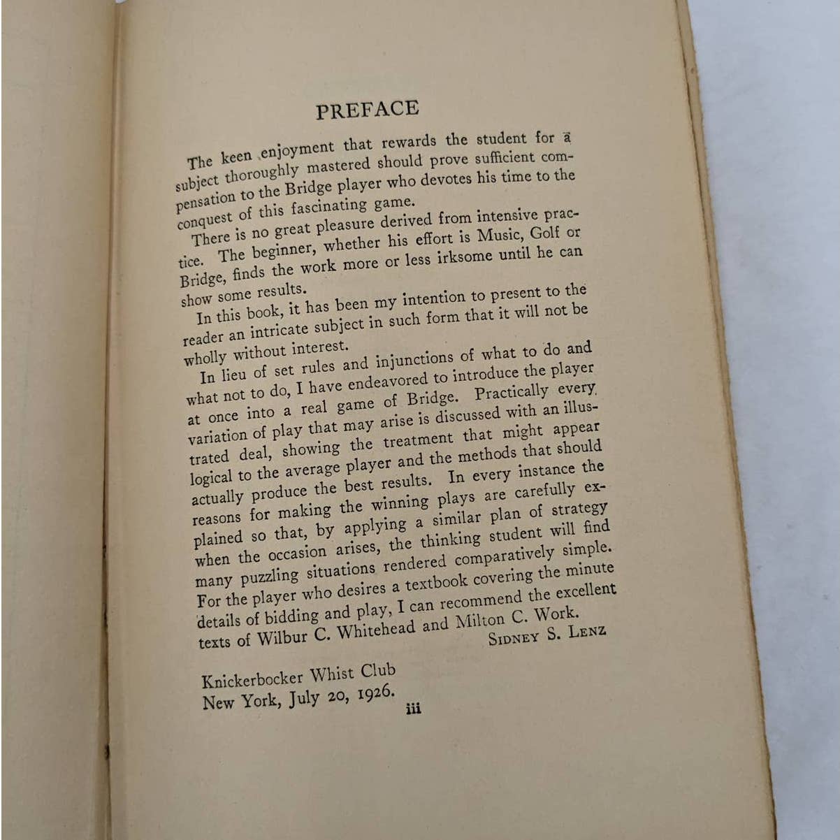 Lenz On Bridge By Sidney Lenz A Star Book Classic Bridge Manual Antiquarian 1926