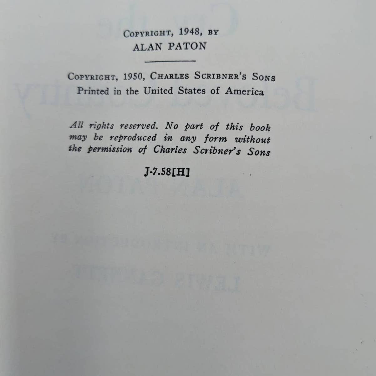 Cry The Beloved Country By Alan Paton Modern Standard Vintage Novel 1950