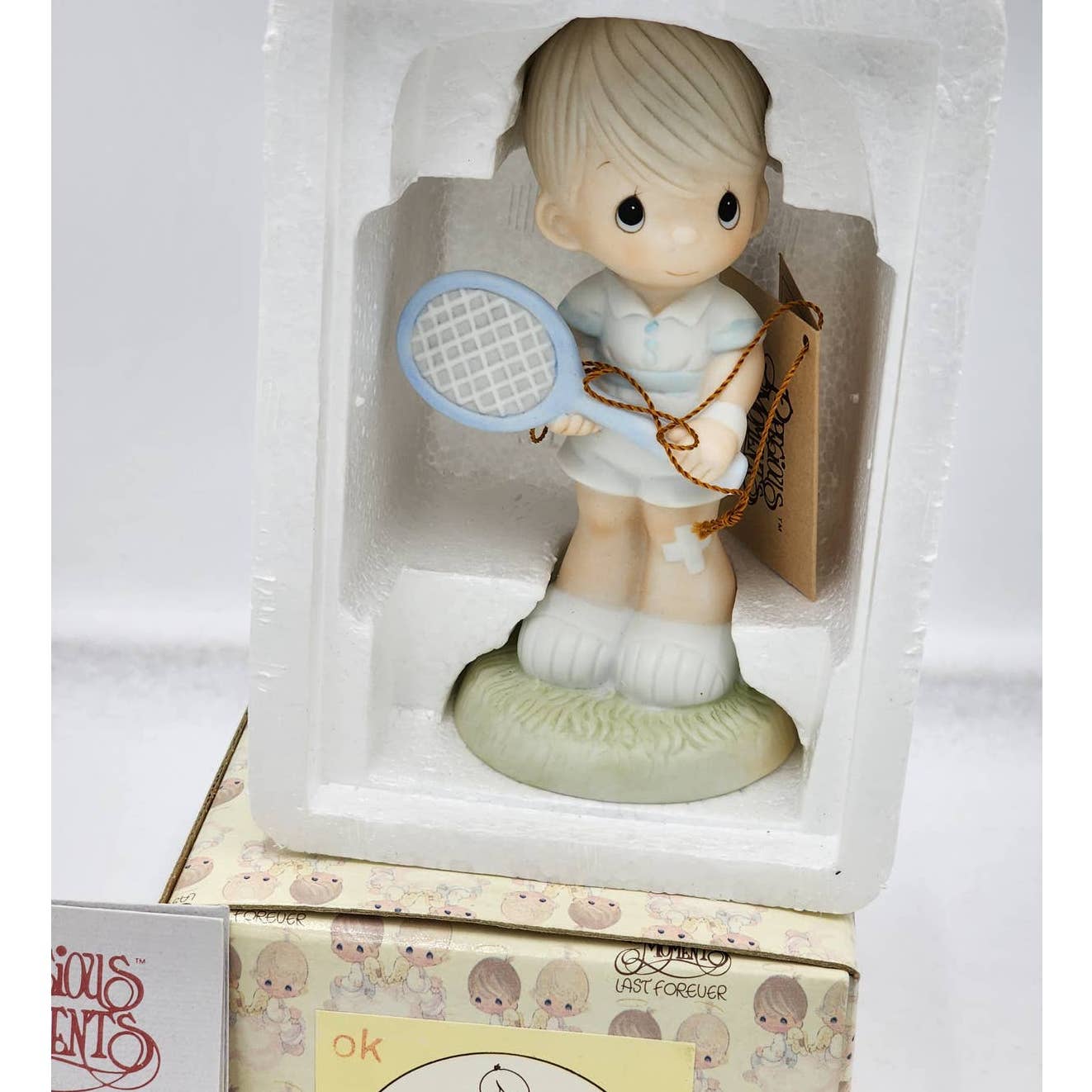 Precious Moments Figurine Serving The Lord 1985 Tennis Vintage 100293 W/Box Tags
