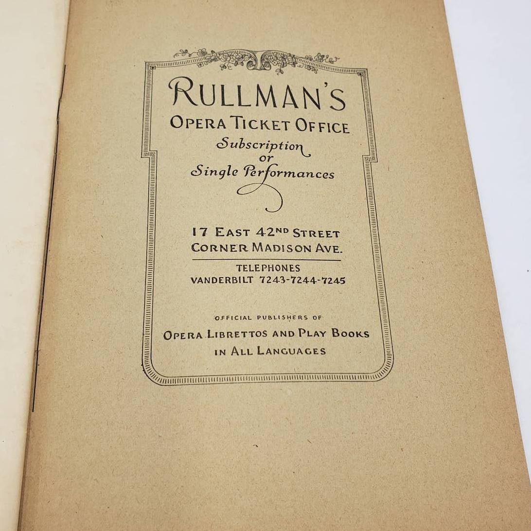 Chicago Civic Opera Libretto Fred Rullman IL TROVATORE Gallet Le Jade Perfume Ad