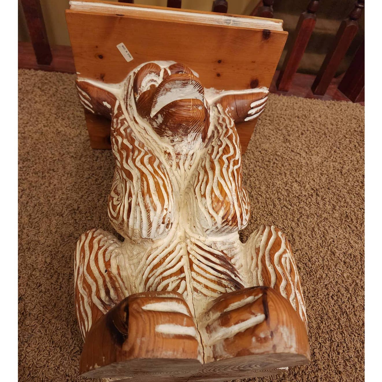 Monkey Vintage Side Table Book End Table Carved Wood Large Planter Spain 20"