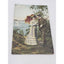 Early 1900s Romance Antique Postcard Stock Photo Couple Stroll Umbrella Romantic