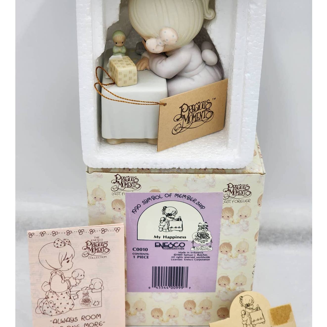 Precious Moments Figurine My Happiness C0010 1990 Symbol Of Membership Box Tags