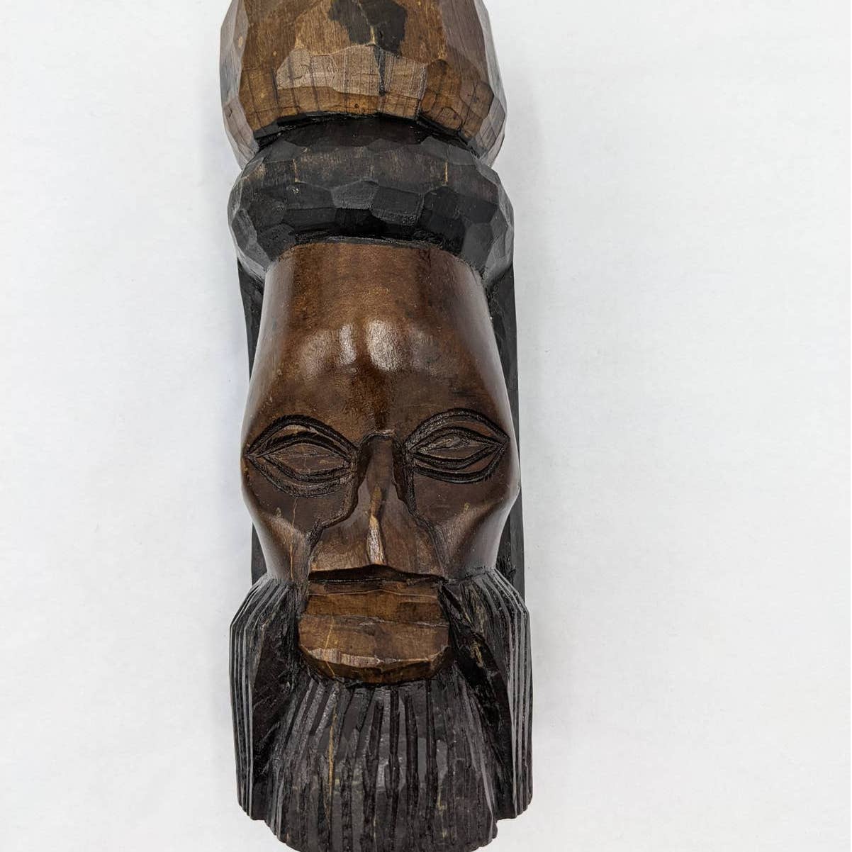 Vintage Jamaica Wooden Carved Bust Figurine Pair Female And Bearded Male 9" Tall