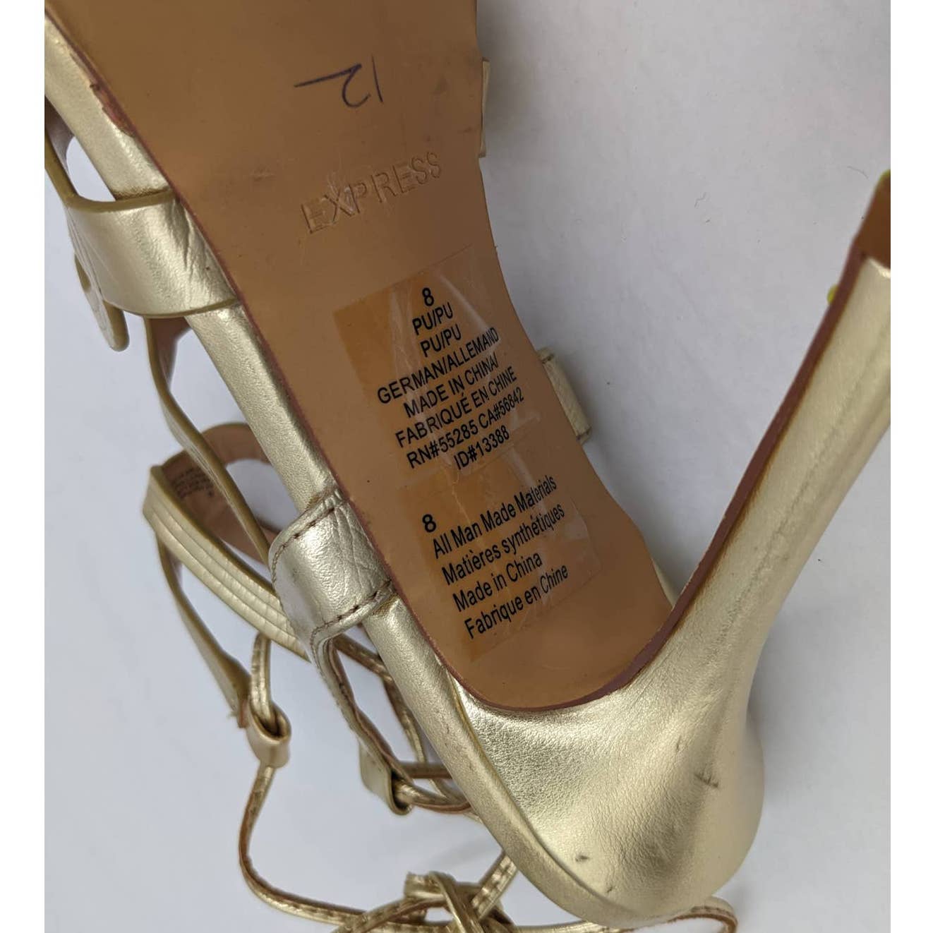 Express Womens Gold Open Toe High Heels Size 8