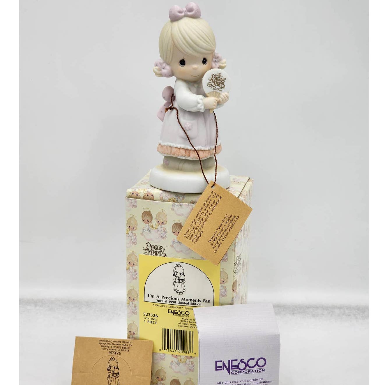 Precious Moments Figurine I'm A Precious Moments Fan 1990 Limited Box Tags