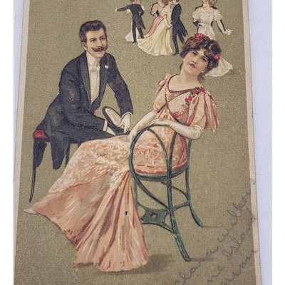 c1900s Dance Card Romantic Antique Postcard