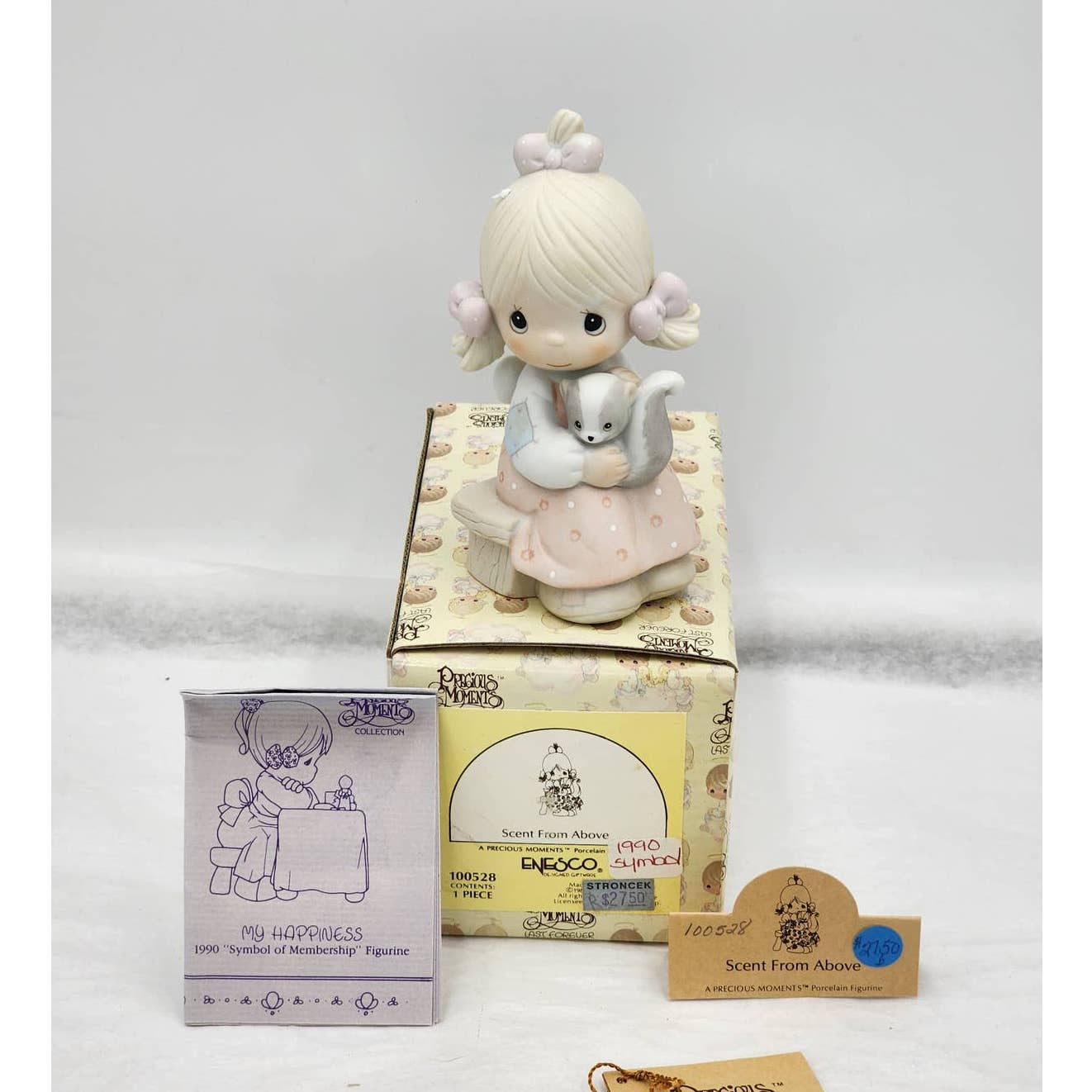 Precious Moments Figurine Scent From Above 100528 Vintage Girl Skunk W/Box Tags