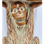 Monkey Vintage Side Table Book End Table Carved Wood Large Planter Spain 20"