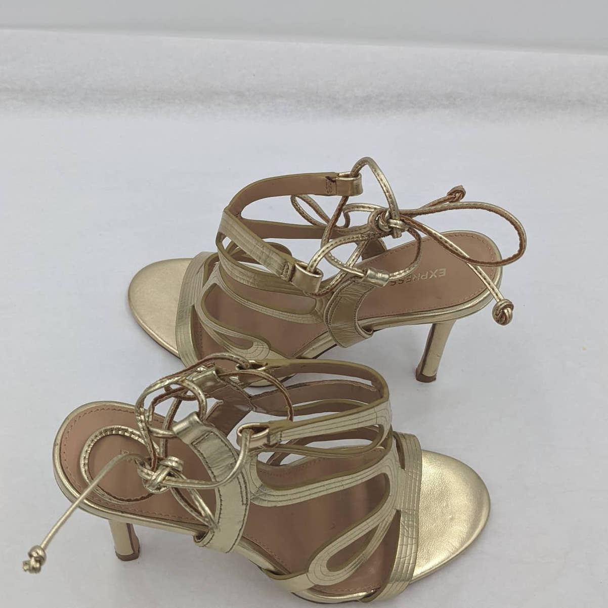 Express Womens Gold Open Toe High Heels Size 8