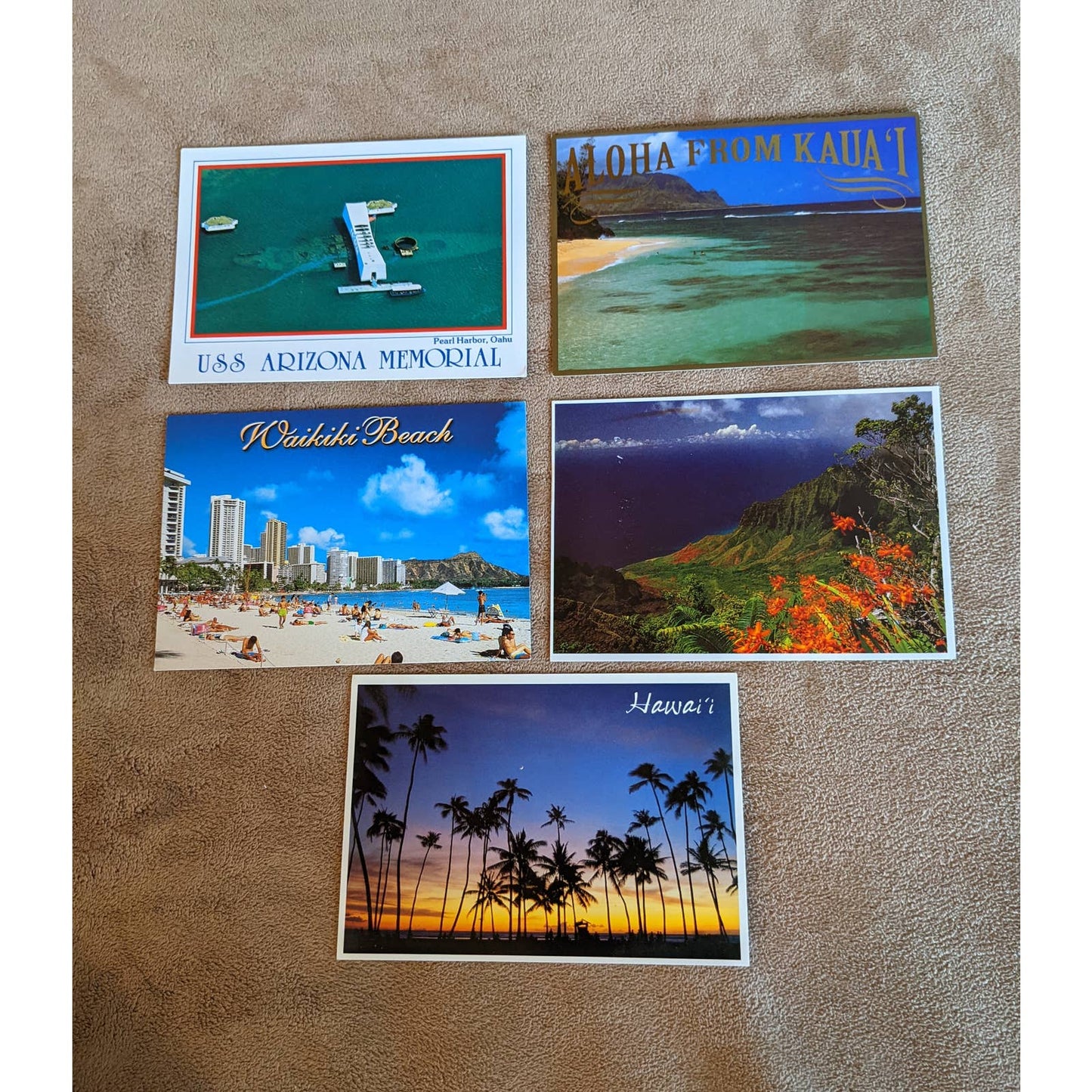 Vintage Hawaii Postcard Lot Waikiki, Kalalau, USS Arizona Memorial Pearl Harbor