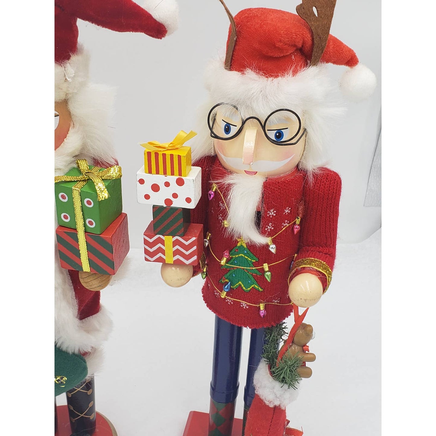 Nutcracker 14" Lot Set of 3 Ugly Christmas Sweater, Days Until Christmas, Santa