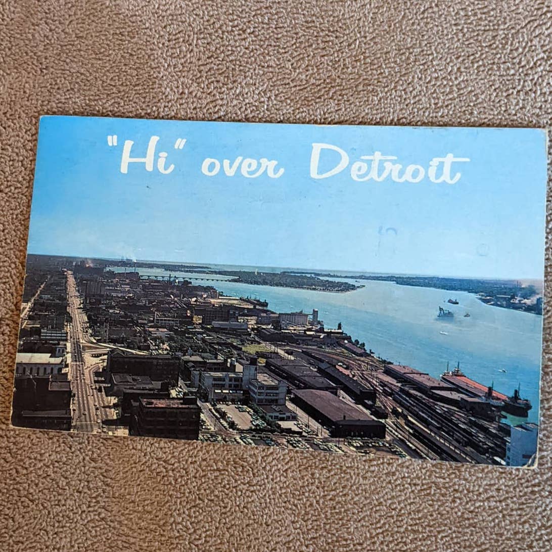Vintage Detroit Postcard Hi Over Detroit East Jefferson
