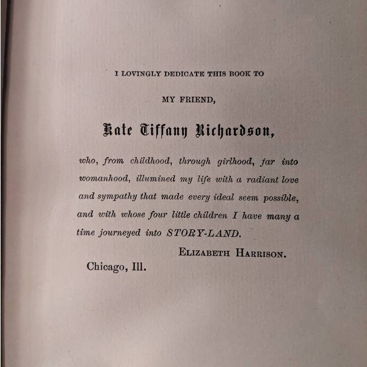 Vintage In Story Land Book Elizabeth Harrison Childrens Stories Written in 1895