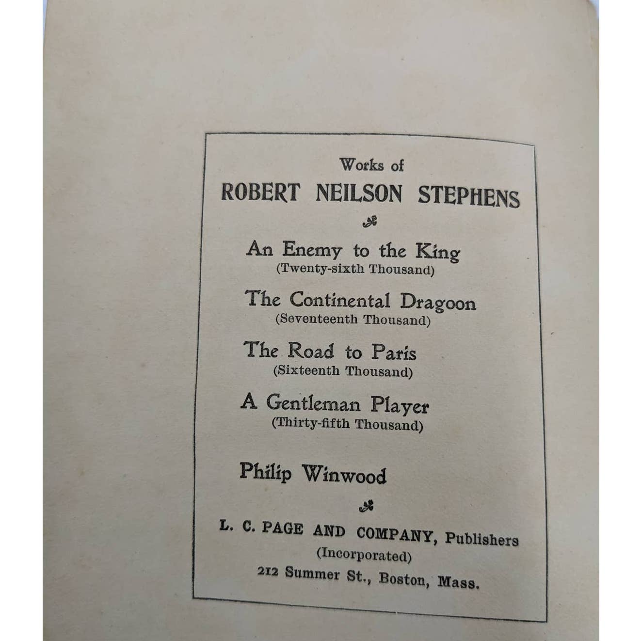 Philip Winwood By Robert Neilson Stephens Antique Antiquarian Novel 1900